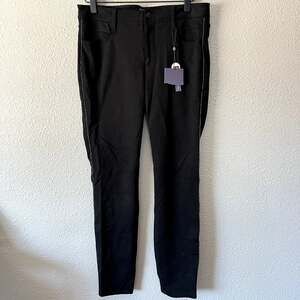 NYDJ Skinny Ankle Beaded Pin Stripe Side Seam Womens 4 Ponte Knit Black Pants